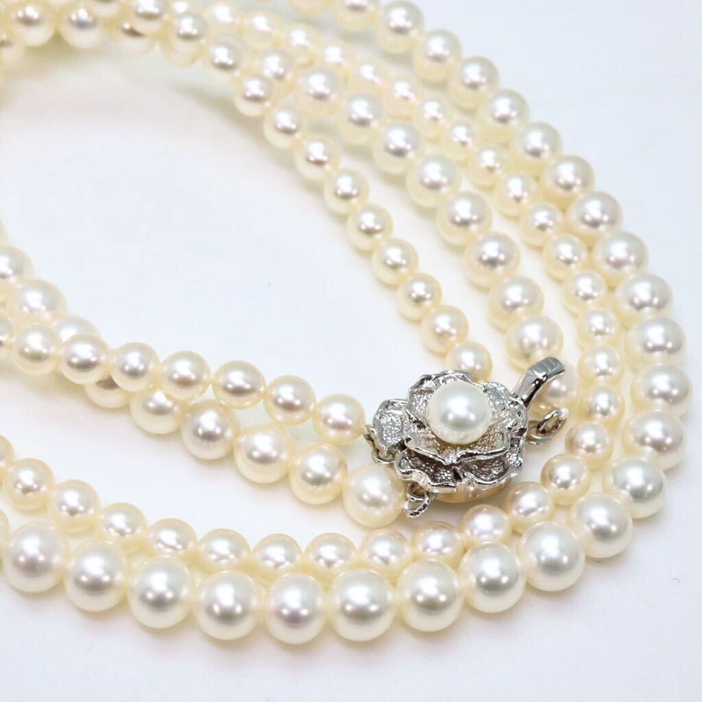 美品!!ソーティング付き!!＊本真珠2連ネックレス＊b 約33.9g 約40.0cm パール pearl necklace jewelry silver EA0/EA0