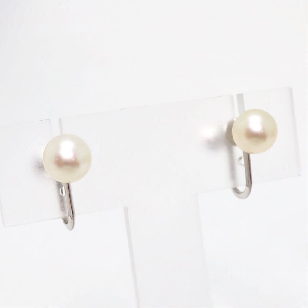 箱付き!!＊MIKIMOTO(ミキモト) K14WGアコヤ本真珠イヤリング＊b◎ 約2.8g 約7.0mm パール pearl earring jewelry EA3/EA5の画像3