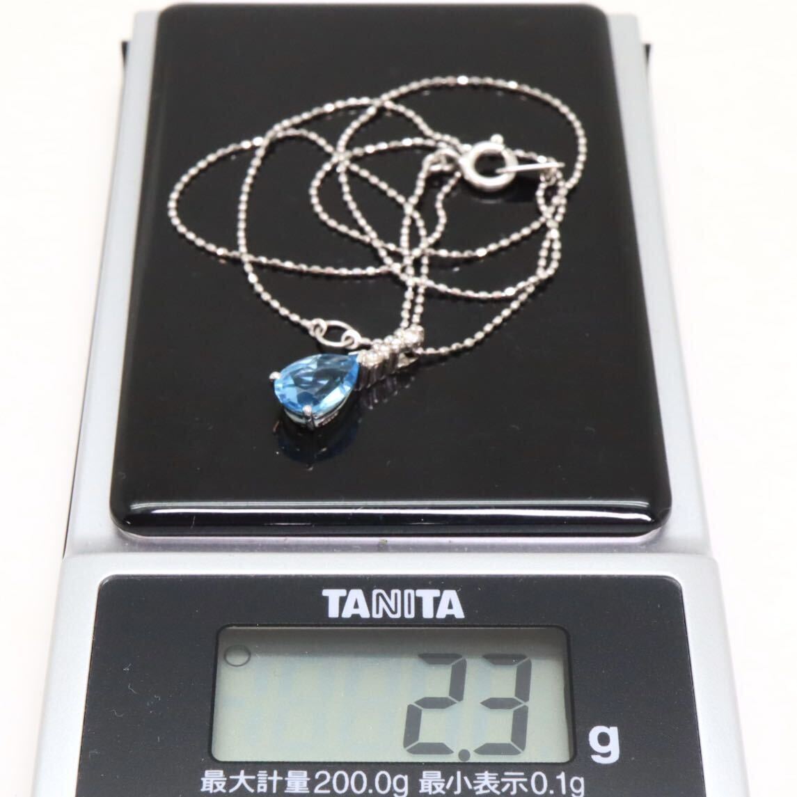 良品!!＊K18WG天然ブルートパーズ/天然ダイヤモンドペンダント＊b 約2.3g 約40.0cm blue topaz diamond jewelry necklace pendant EA6/EA6の画像10