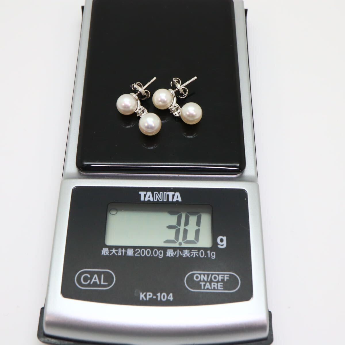 ＊TASAKI(田崎真珠) K18WGアコヤ本真珠/天然ダイヤモンドイヤリング＊a 約3.0g 約6.0~6.5mm 0.02/0.02ct pearl earring jewelry EA8/EB_画像8