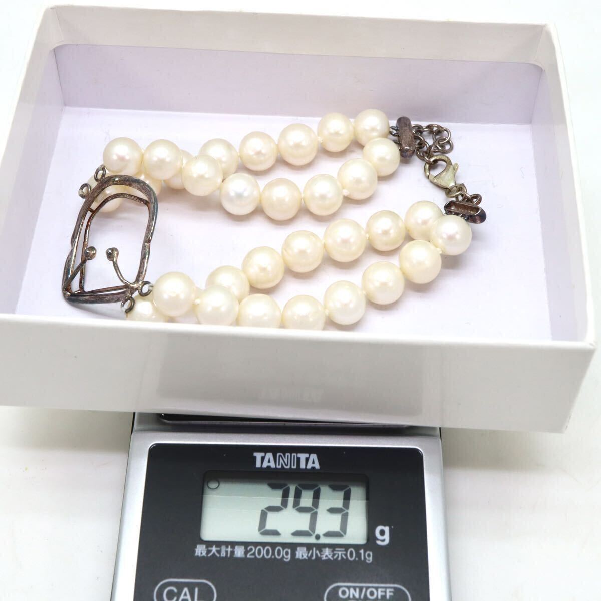 ＊本真珠ブレスレット＊a 約29.3g 約22.5cm パール pearl accessory bracelet jewelry silver CA0/DA0の画像5