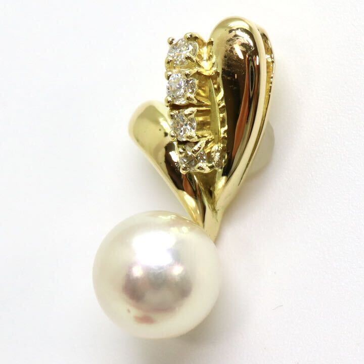 良品!!＊K18アコヤ本真珠/天然ダイヤモンドペンダントトップ＊b 2.1g 0.09ct pearl diamond jewelry EA5/EA5