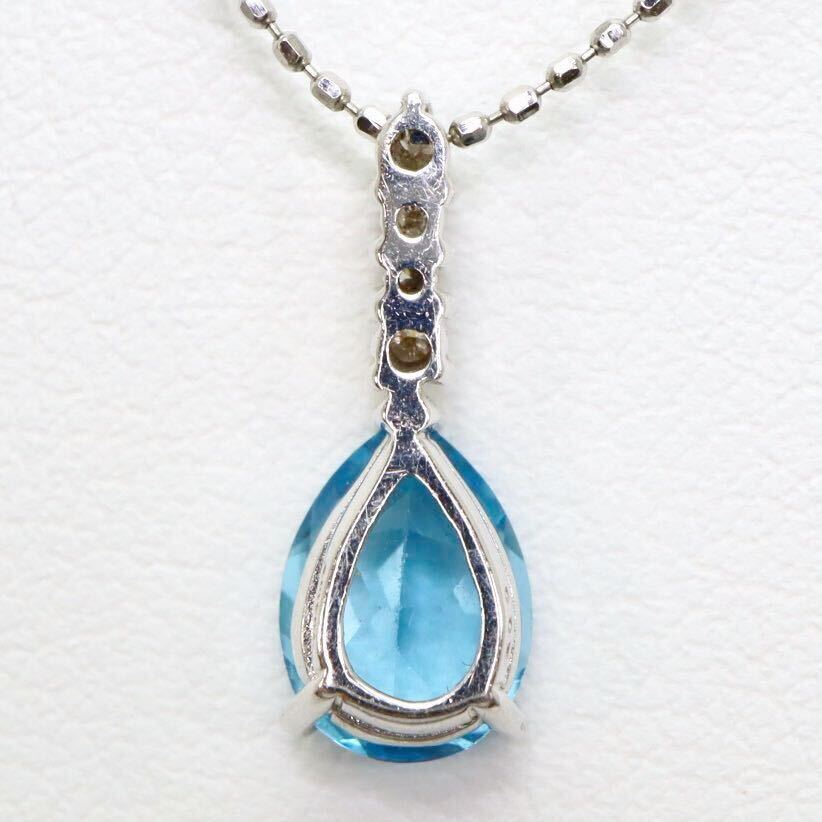 良品!!＊K18WG天然ブルートパーズ/天然ダイヤモンドペンダント＊b 約2.3g 約40.0cm blue topaz diamond jewelry necklace pendant EA6/EA6_画像7