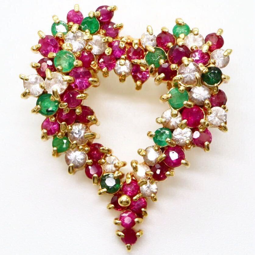 ＊K18天然エメラルド/天然サファイア/天然ルビーペンダントトップ＊b 3.5g emerald sapphire ruby pendant jewelry EC0/EC0_画像1