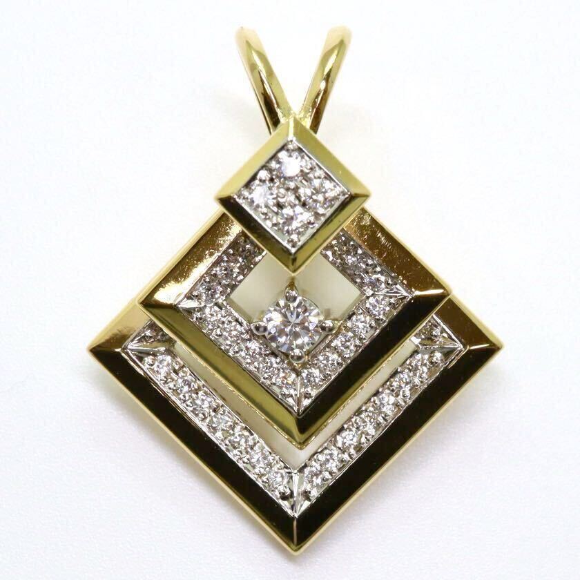 良品!!＊WALTHAM(ウォルサム) K18天然ダイヤモンドペンダントトップ＊a◎ 約9.1g diamond necklace pendant jewelry 750 EH4/EIの画像1