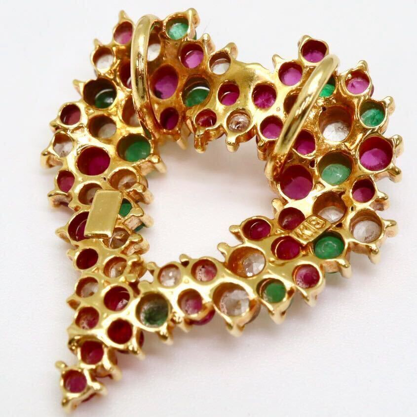 ＊K18天然エメラルド/天然サファイア/天然ルビーペンダントトップ＊b 3.5g emerald sapphire ruby pendant jewelry EC0/EC0