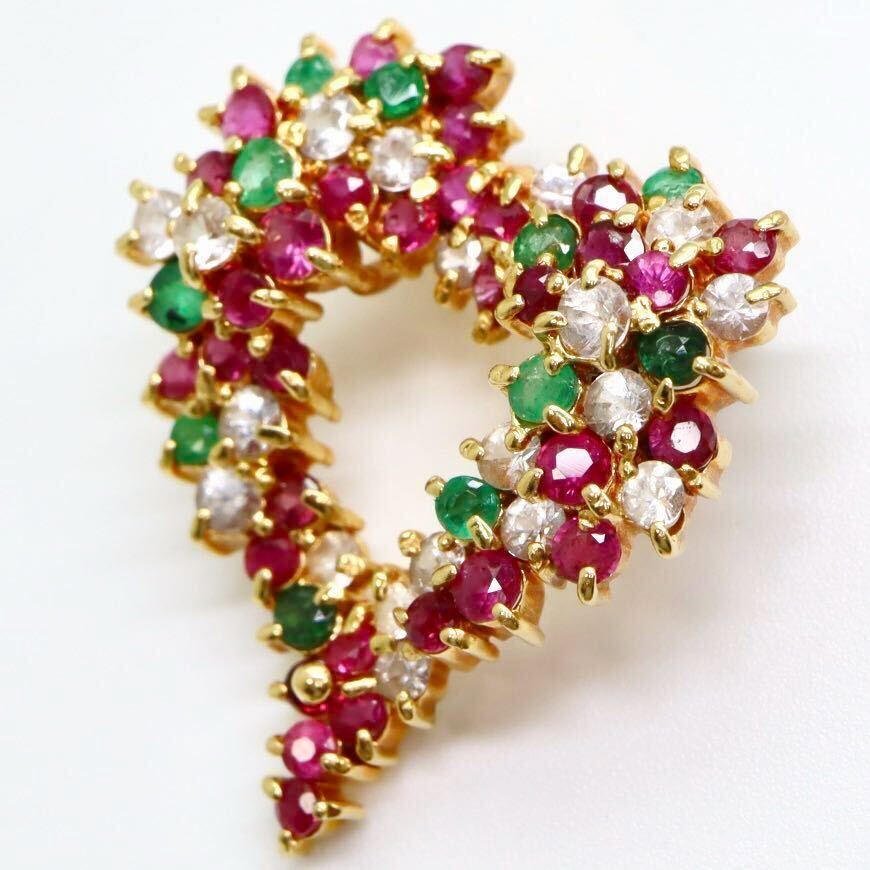 ＊K18天然エメラルド/天然サファイア/天然ルビーペンダントトップ＊b 3.5g emerald sapphire ruby pendant jewelry EC0/EC0_画像2