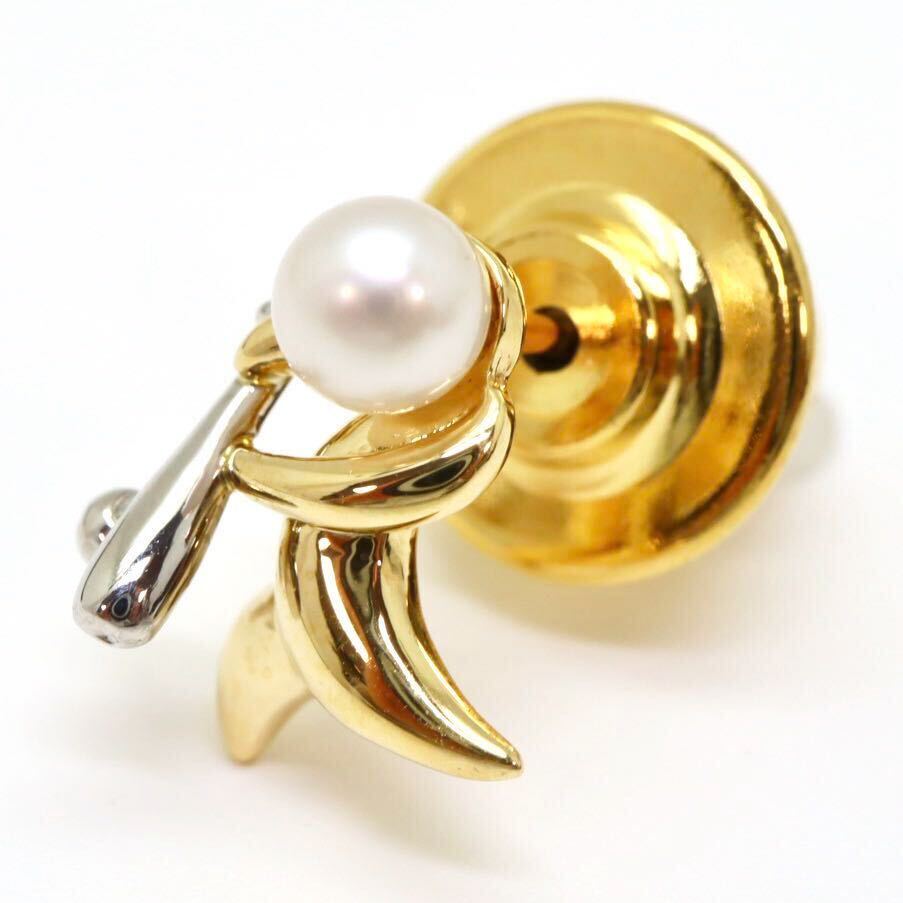 ＊MIKIMOTO(ミキモト)K18/Pt950アコヤ本真珠ピンブローチ＊a 約3.1g pearl パール accessory broach jewelry tiepin baseball EA2/EA2_画像2