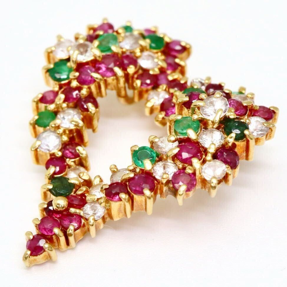 ＊K18天然エメラルド/天然サファイア/天然ルビーペンダントトップ＊b 3.5g emerald sapphire ruby pendant jewelry EC0/EC0