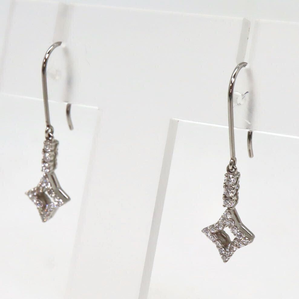 ＊Pt900天然ダイヤモンドフープイヤリング＊b 約2.3g diamond pierce earring jewelry EA8/EA8の画像2