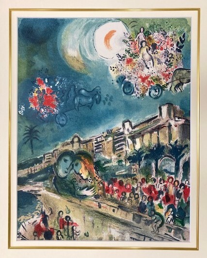 【特価】　≪　　マルク・シャガール　　≫　　オリジナルリトグラフ【石版画】　　1987年　　BATAILLE DE FLEURS　　MARC　CHAGALL