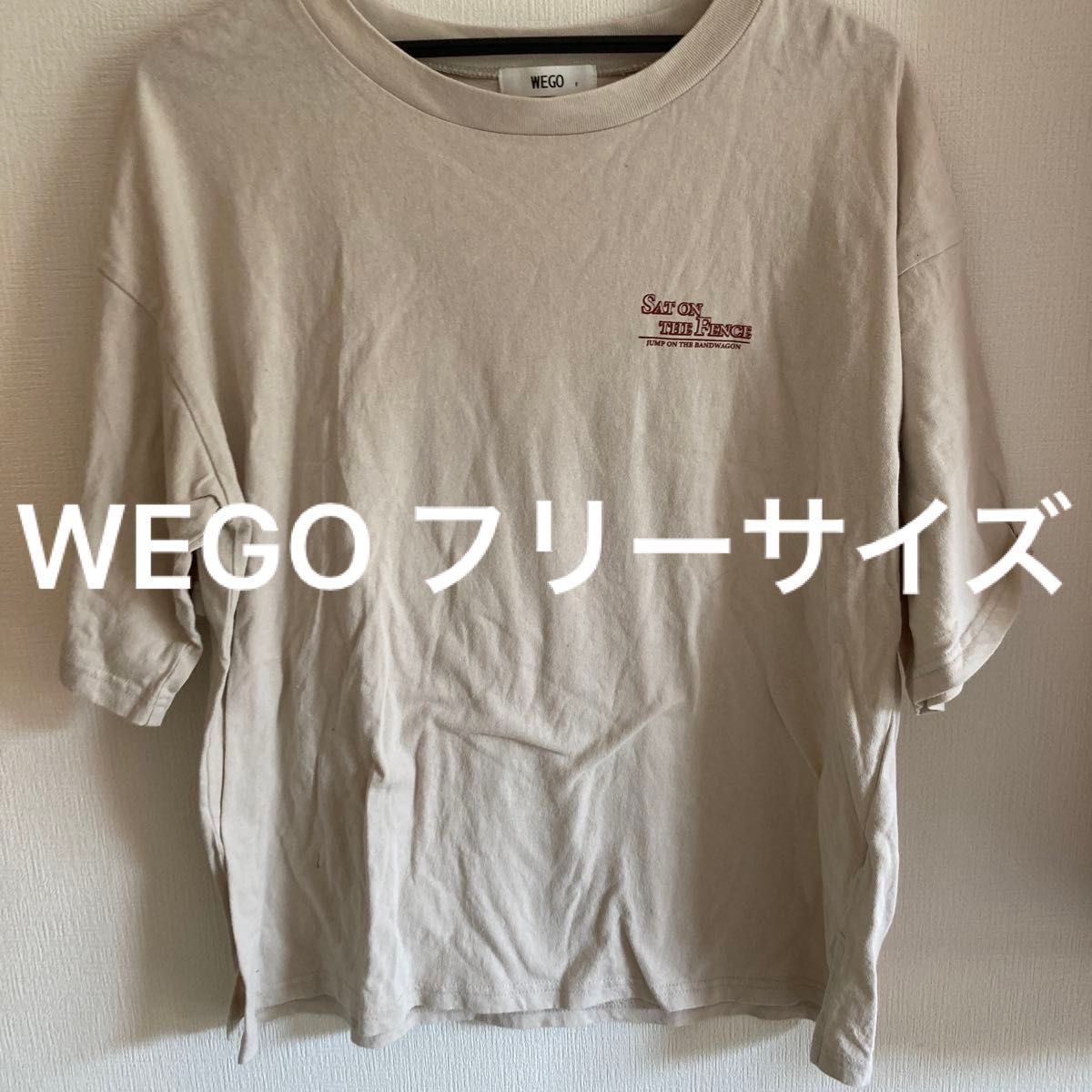 WEGO ウィゴー  Tシャツ 半袖 古着 半袖Tシャツ プリント フリーサイズ 男女兼用  ベージュ プリント バックプリント