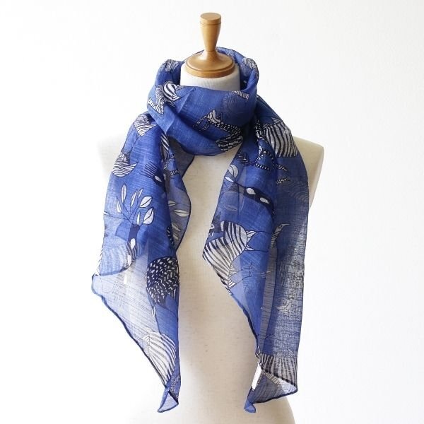  stole shawl lady's woman stylish spring spring summer animal pattern 40×160 animal pattern shawl blue free shipping ( one part region excepting ) kan1429