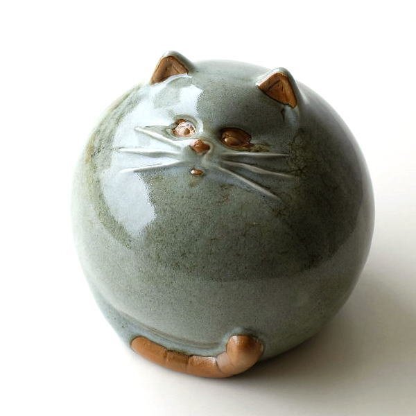 猫 ねこ ネコ オブジェ 陶器 置物 置き物 おしゃれ まんまる かわいい 雑貨 陶器 まんまる猫の置物 送料無料(一部地域除く) swa5001の画像1