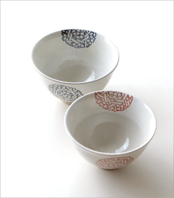 夫婦茶碗 ご飯茶碗 セット 焼き物 有田焼 陶器 日本製 シンプル 和食器 飯碗 花てまり 大・小2個セット 送料無料(一部地域除く) msg4836_画像2