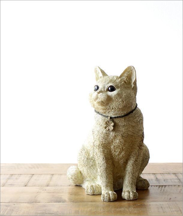 ねこ ネコ 猫 置物 オブジェ グッズ 雑貨 かわいい 可愛い アニマル 飾り ガーデン小物 お庭 置き物 ガーデンオーナメント おすわりネコの画像2