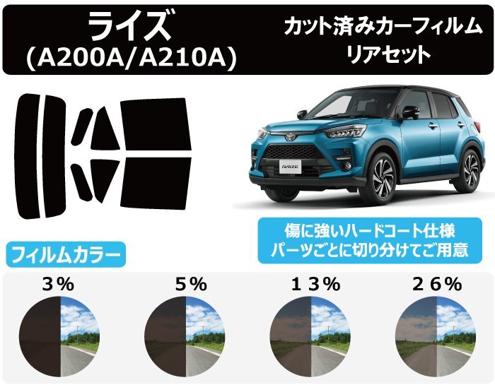 【ノーマルスモーク透過率13％】トヨタ ライズ(RAIZE) (A200A/A210A) カット済みカーフィルム リアセットの画像1