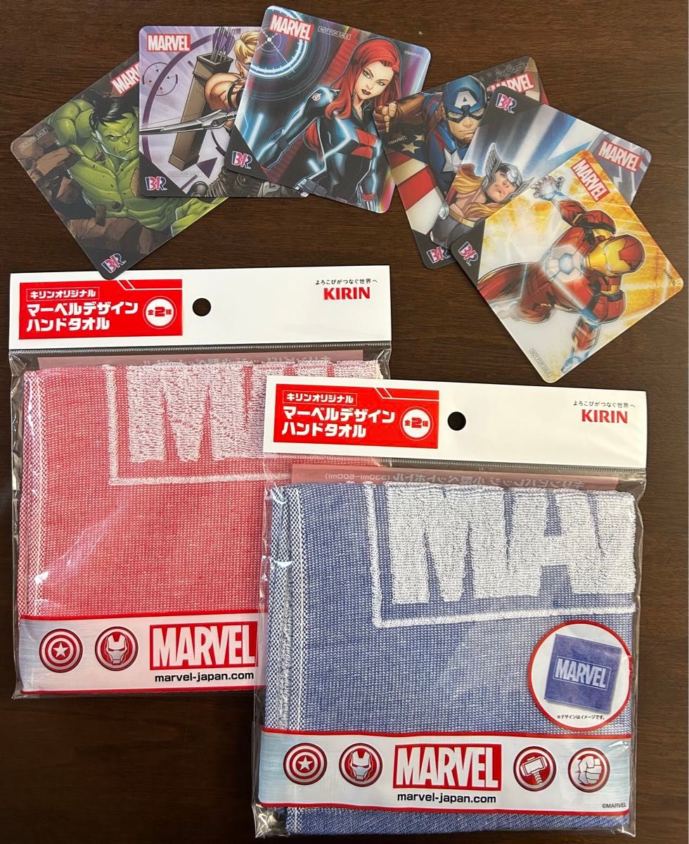 marvel  コースター6枚、ハンドタオル2枚