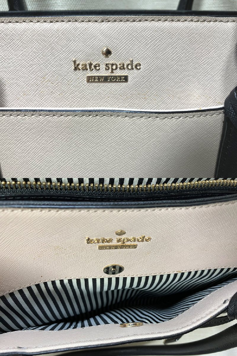 kate spade/ケイトスペード トートバッグ ハンドバッグ レザーPXRU620 913 ベージュ×ブラックの画像5