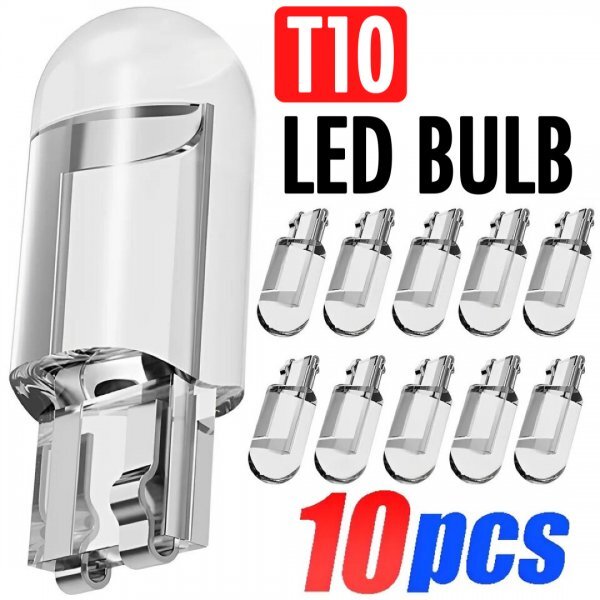 T10 T16 LED バルブ 10個 12V COB 6000K ホワイト CANBUS キャンセラー ポジション ナンバー灯 メーター パネル球 明るい 爆光 車検対応の画像1