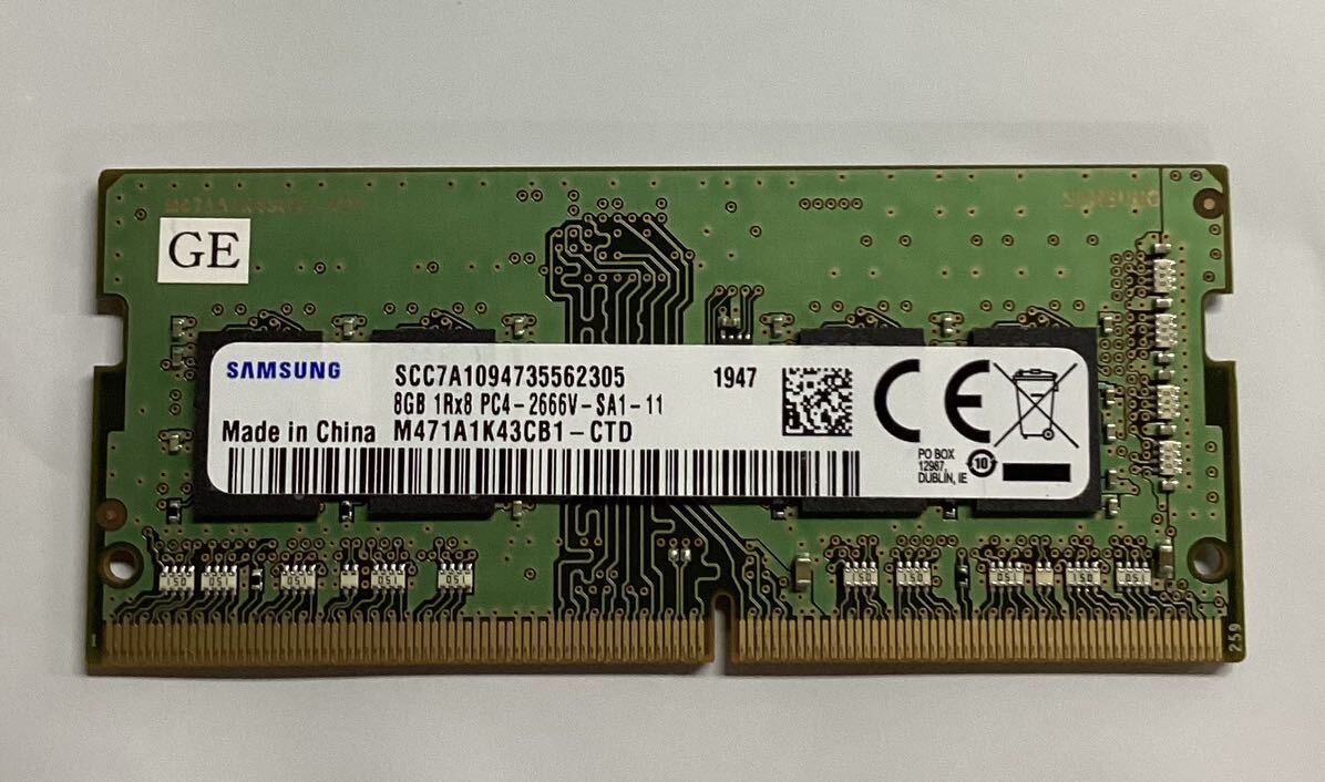 SAMSUNG ノートPC用 メモ8GB PC4-2666V M471A1K43CB1 - CTD/新品バルク品/ネコポス配送の画像1