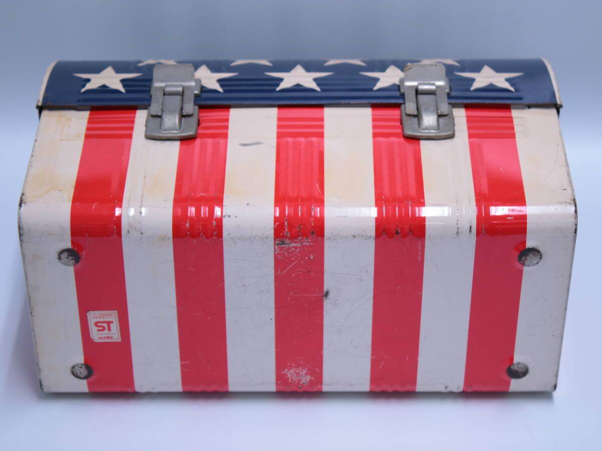 a//A7333 retro tin plate lunch box BANDAI american MADE IN JAPAN that time thing 
