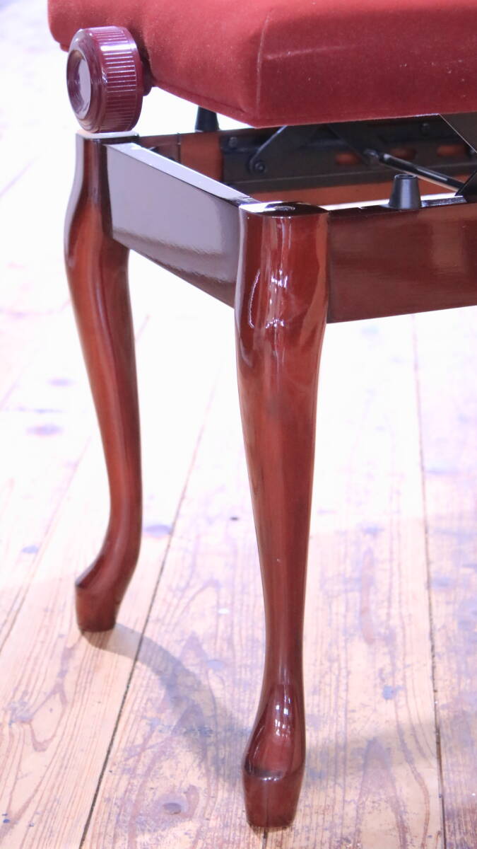 あ//A7350 ピアノ椅子 ピアノイス ピアノいす KAWAI 高低自在型 猫脚 猫足 サイズ 約65.5×35×47~54cmの画像4