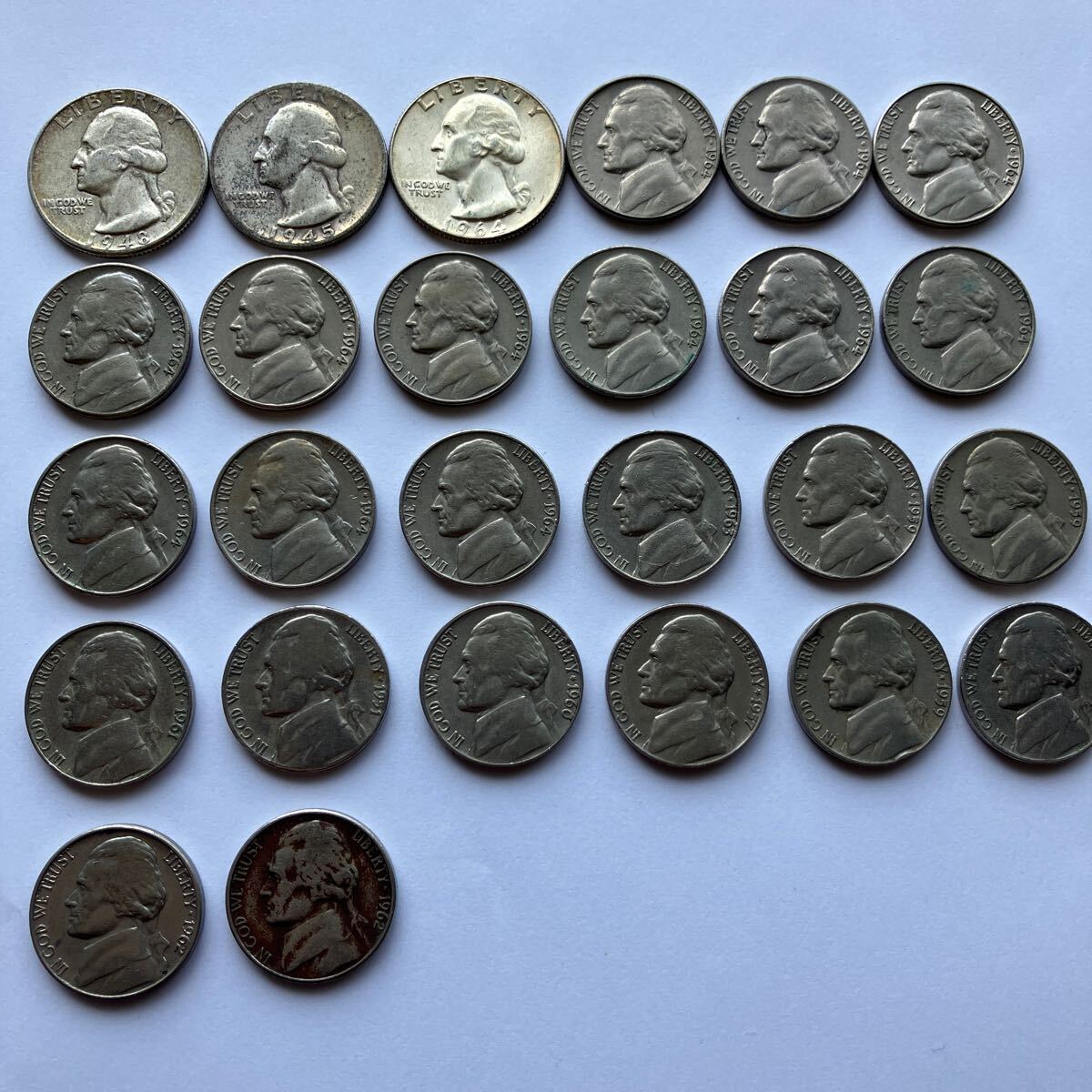 1964年以前 26枚 アメリカ銀貨 ルーズベルト ダイム 10セント ドル ダラー アンティークコイン コレクションの画像1
