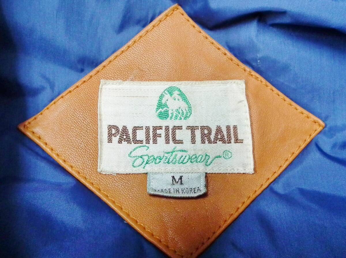 ◆80s ヴィンテージ◆PACIFIC TRAIL パシフィックトレイル デニム ダウンベスト レザー 切替 ウエスタンヨーク 90s Y2K ヘビーデューティー_画像4