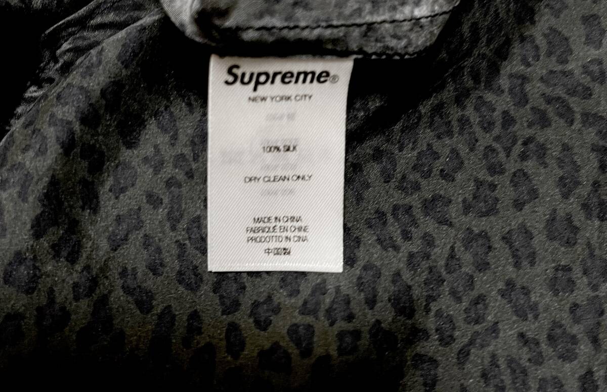 Sサイズ supreme 22ss Leopard Silk S/S Shirt charcoal キムタク着用_画像6