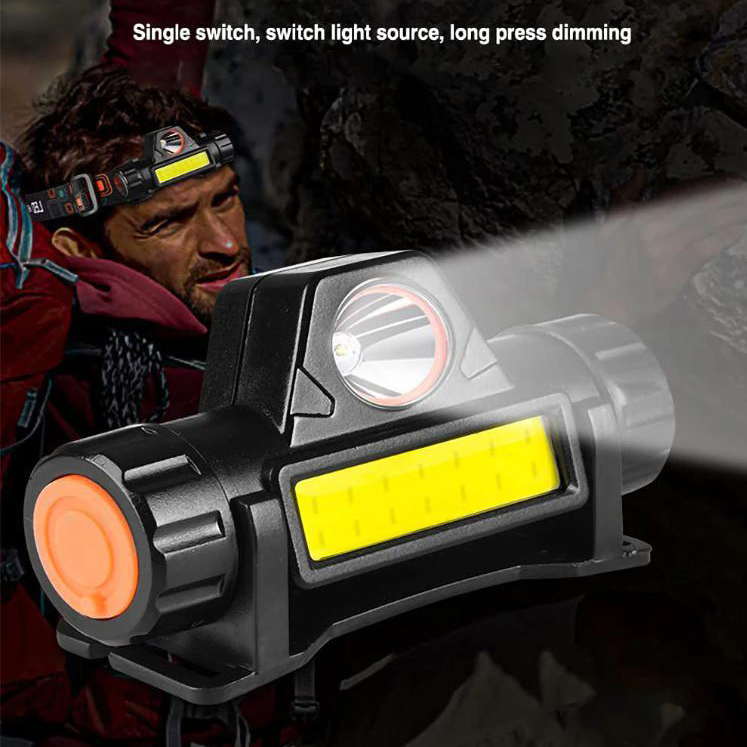 LED ヘッドライト 2個セット USB充電式 ヘッドランプ 高輝度 小型 軽量 COB 懐中電灯 作業灯 ワークライト 防災 釣り 登山 キャンプ 防水の画像2