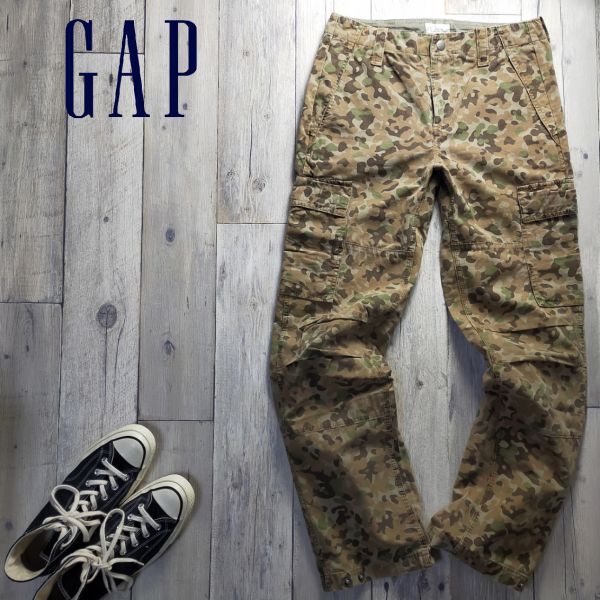 ☆GAP ギャップ☆LOOSE FIT CARGO ミリタリー 迷彩 カーゴパンツ Size 71×76 S621_画像1