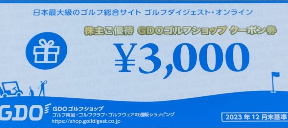 送料無料 ナビ通知 GDO ゴルフダイジェスト・オンライン 株主優待 ゴルフショップクーポン3000円分 2024年7月31日までの画像1