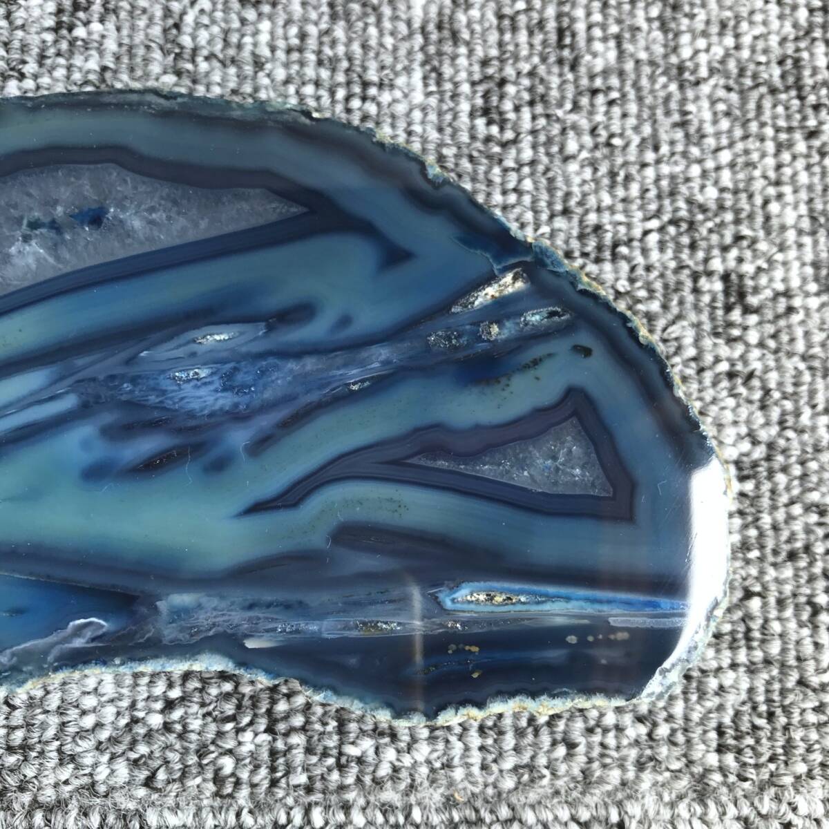 瑪瑙 メノウ ブルー系 2個 天然石 原石 鑑賞石 天然アゲート 置物 ペーパーウェイト の画像3