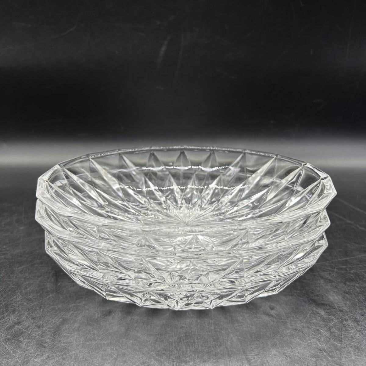 ガラス皿 楕円皿 昭和レトロ 食器  皿 R7-9の画像1
