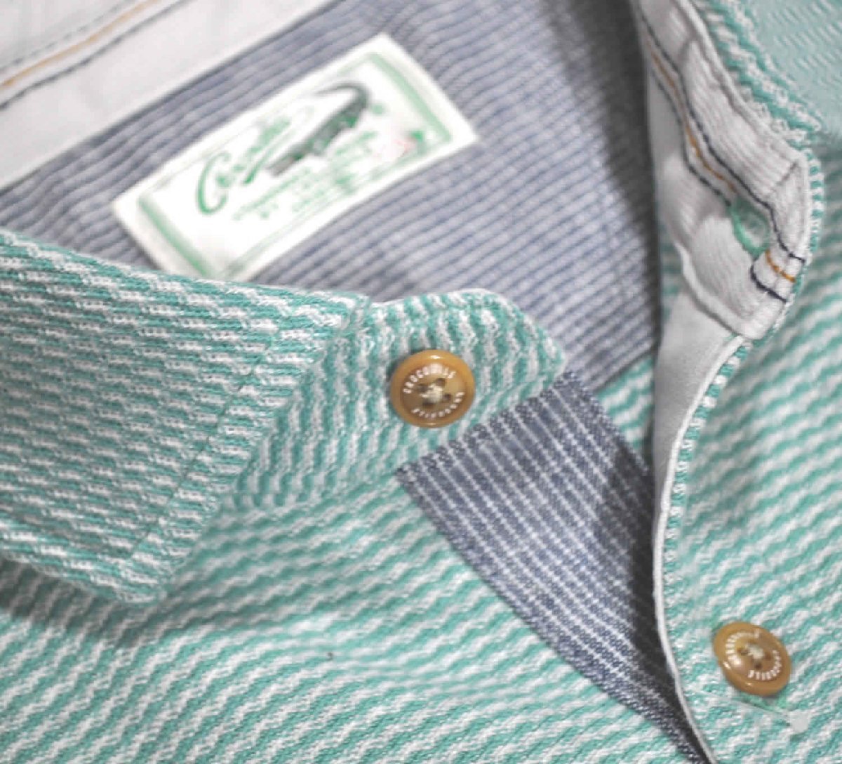 [クロコダイル] ポロシャツ 半袖 共衿ボーダー cotton綿 ポケット付 大きいサイズ  2Lサイズ 3グリーン 1002-93212の画像4