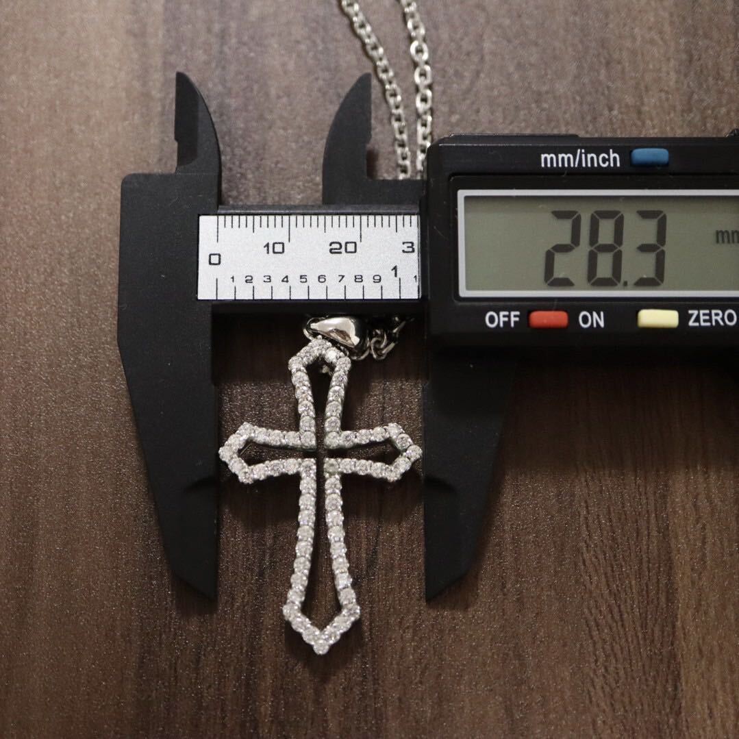 SILVER 925 Cross 10 character . Stone necklace pendant top total length approximately 48cm approximately 17g silver T8