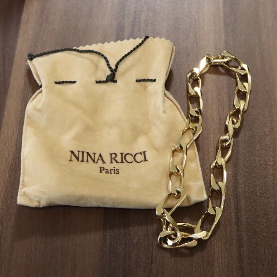NINA RICCI ニナリッチ ネックレス ゴールド系 約40cm 約74g 巾着付き B25_画像1