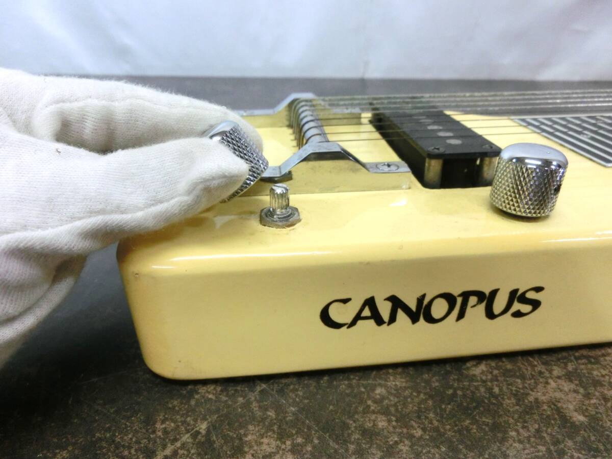 ☆CANOPUS カノウプス 8弦 スチールギター スティールギター コンソールタイプ スタンド付き イエロー ケース付属◆の画像9