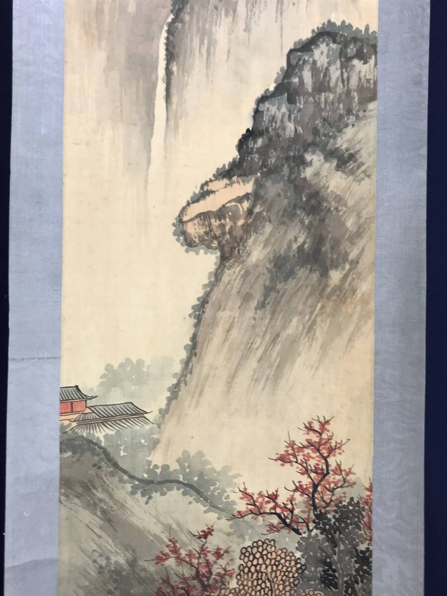. blue / autumn . landscape map / landscape map / China landscape map / landscape person map / hanging scroll * Treasure Ship *AF-370