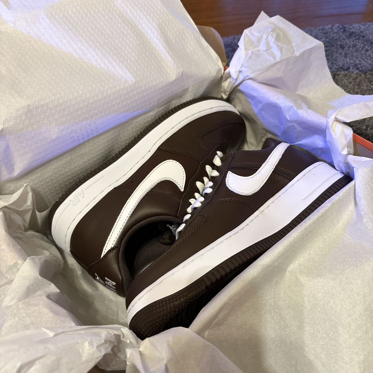 NIKE AIR FORCE 1 LOW RETRO QS CHOCOLATE/WHITE 茶　ホワイト　26.5cm US8.5 fd7039-200_画像5