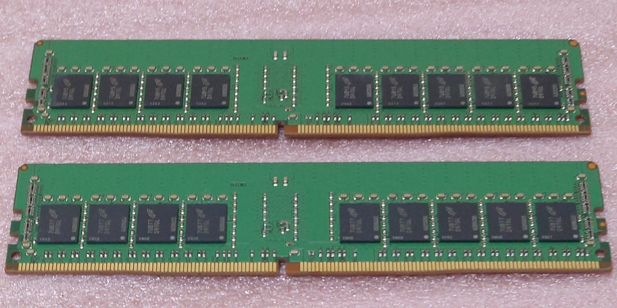 ★Micron MTA18ASF1G72PZ-2G3B1 2枚セット - PC4-19200/DDR4-2400/PC4-2400T ECC REG/Registered 288Pin DDR4 RDIMM 16GB(8GB x2) 動作品の画像2