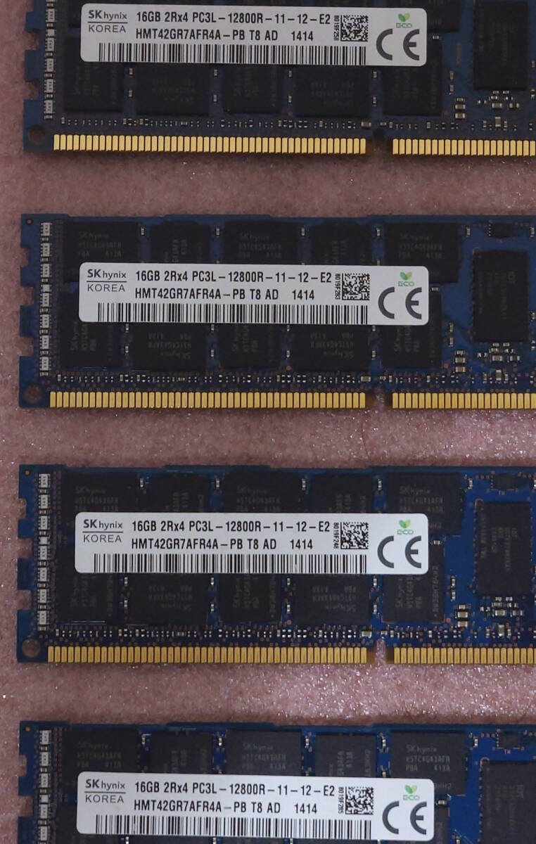 ◇SK hynix HMT42GR7AFR4A-PB 4枚セット - PC3L-12800R/DDR3L-1600 ECC REG/Registered 240Pin DDR3 RDIMM 64GB(16GB x4) 動作品の画像3