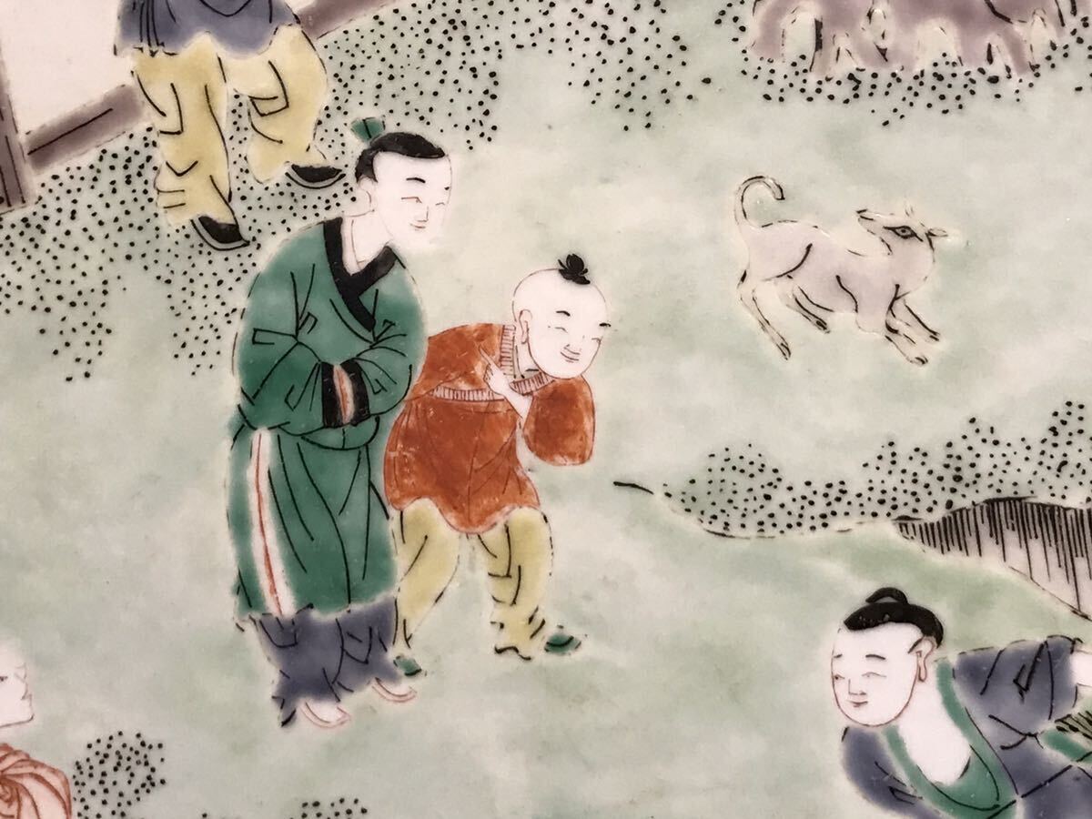 清朝期　色絵人物文大皿 　唐物　中国美術