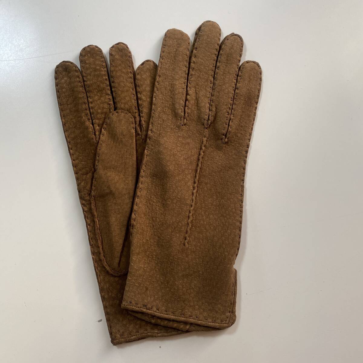 [ unused ] Argentina made lady's suede leather glove Brown leather gloves size 7 lining less kapi rose leather 