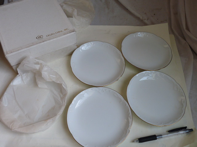 未使用 保管品◆大倉陶園/OKURA ゴールドライン 15cm 銘々皿揃 プレート 5客セット ホワイト シンプルの画像1