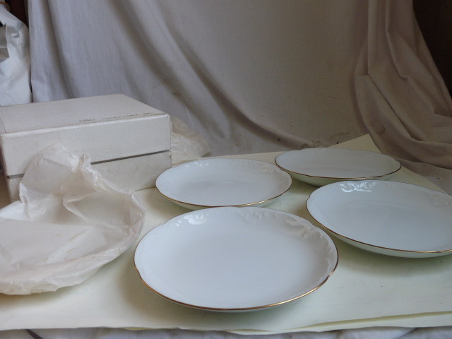 未使用 保管品◆大倉陶園/OKURA ゴールドライン 15cm 銘々皿揃 プレート 5客セット ホワイト シンプルの画像5