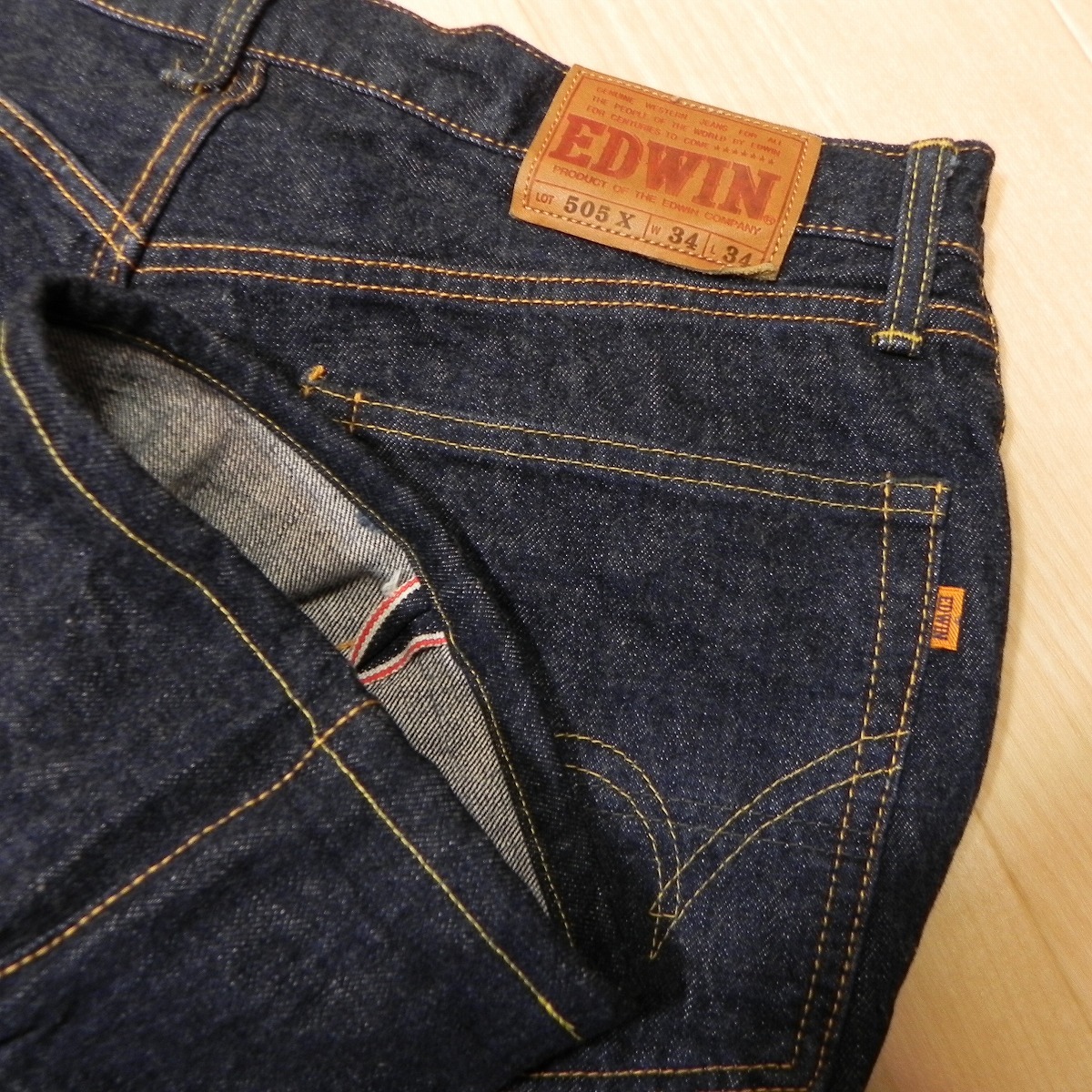 -403* темно синий сделано в Японии EDWIN Edwin 505X 5505 Denim брюки джинсы W34 cell biji красный уголок Zip fly кожа patch Vintage модель 