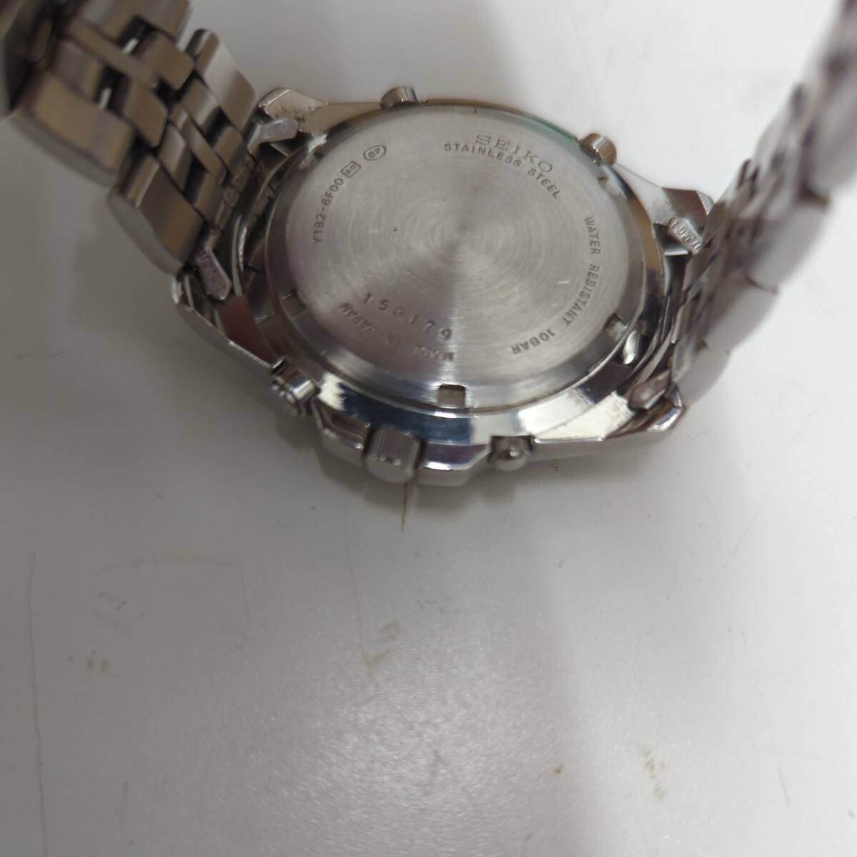 セイコー　Y182-6F00　SEIKO　クロノグラフ　ネイビー　クオーツ　メンズ　腕時計　10026_画像4
