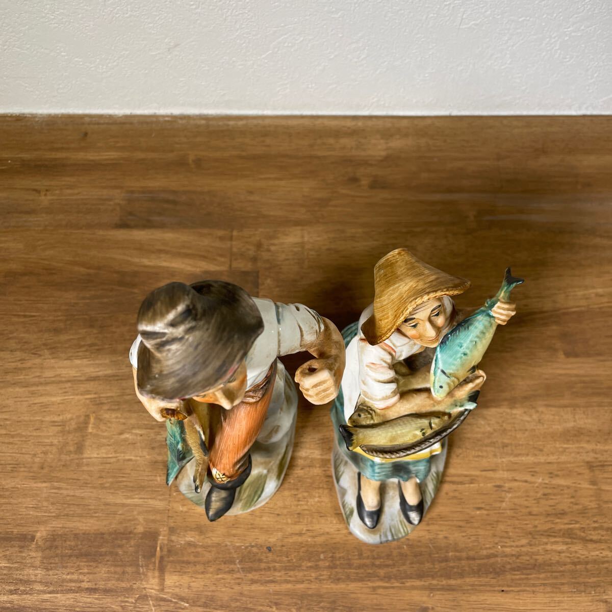 NORLEANS Japan アンティーク　陶器　魚　老夫婦　インテリア 陶器人形 ビンテージ 置物 レトロ　セット_画像10